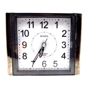 BULOVA B1872 Moonbeam Alarm Clock Light Sensor Sweep Second Hand WORKS